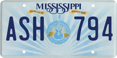 MS license plate ASH794