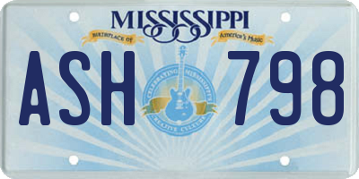 MS license plate ASH798