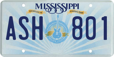 MS license plate ASH801
