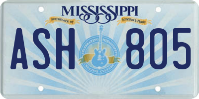 MS license plate ASH805