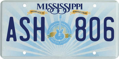 MS license plate ASH806