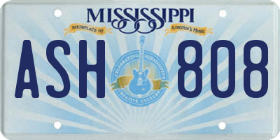 MS license plate ASH808