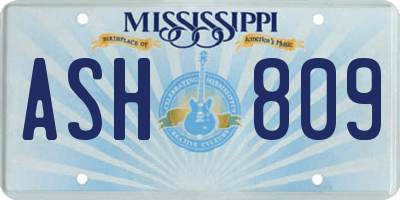 MS license plate ASH809