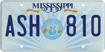 MS license plate ASH810