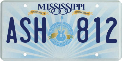 MS license plate ASH812