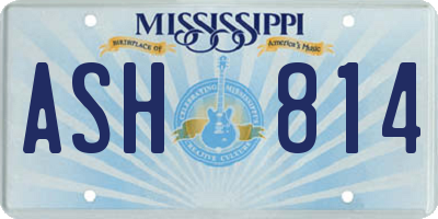MS license plate ASH814
