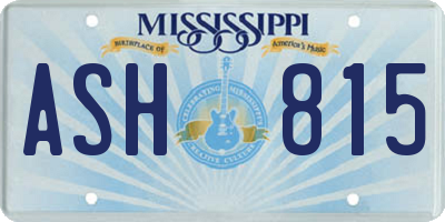 MS license plate ASH815