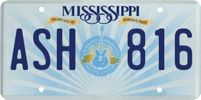 MS license plate ASH816