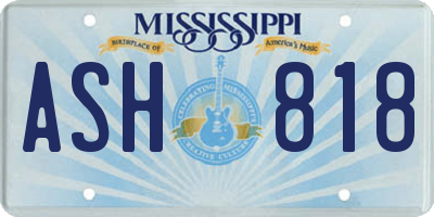 MS license plate ASH818