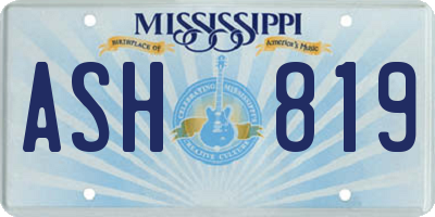 MS license plate ASH819