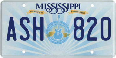 MS license plate ASH820