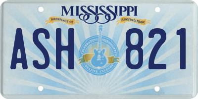 MS license plate ASH821