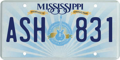 MS license plate ASH831