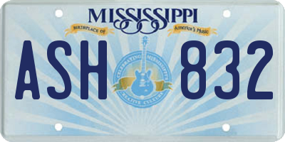 MS license plate ASH832