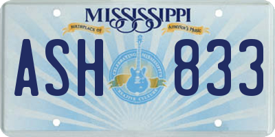 MS license plate ASH833