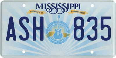 MS license plate ASH835