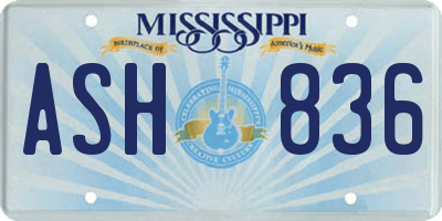 MS license plate ASH836