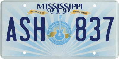 MS license plate ASH837