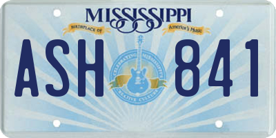 MS license plate ASH841