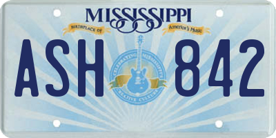 MS license plate ASH842