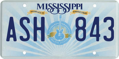 MS license plate ASH843