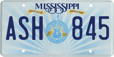MS license plate ASH845