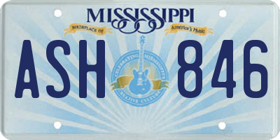 MS license plate ASH846