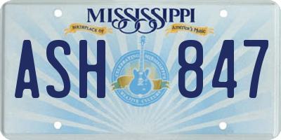 MS license plate ASH847