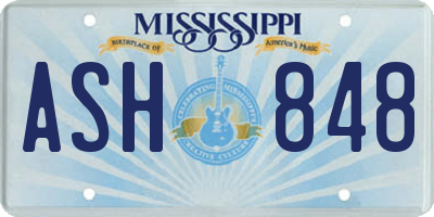 MS license plate ASH848