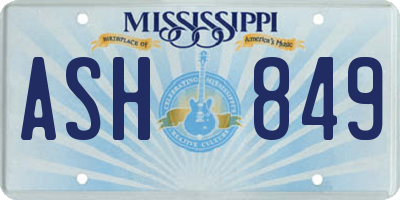 MS license plate ASH849