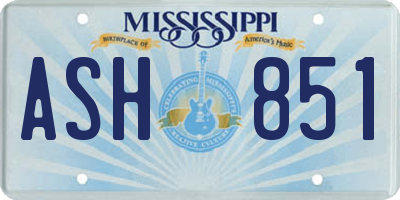 MS license plate ASH851