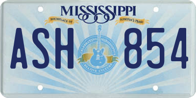 MS license plate ASH854