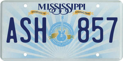 MS license plate ASH857