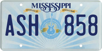 MS license plate ASH858