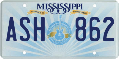 MS license plate ASH862