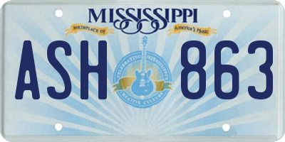 MS license plate ASH863