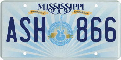 MS license plate ASH866