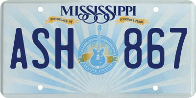 MS license plate ASH867