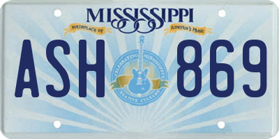 MS license plate ASH869