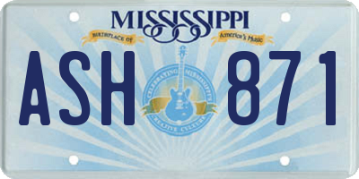 MS license plate ASH871