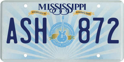 MS license plate ASH872