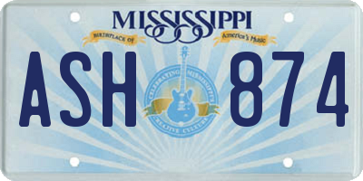 MS license plate ASH874