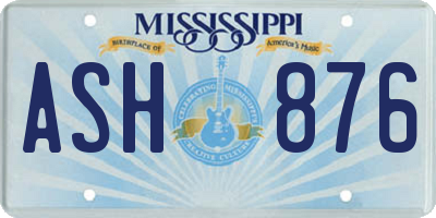 MS license plate ASH876