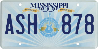 MS license plate ASH878
