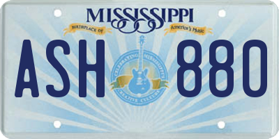 MS license plate ASH880