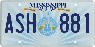 MS license plate ASH881