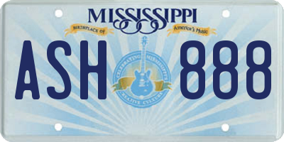 MS license plate ASH888