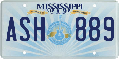 MS license plate ASH889