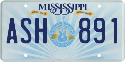 MS license plate ASH891