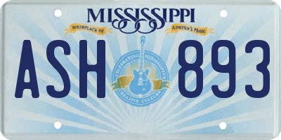 MS license plate ASH893